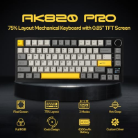 EPOMAKER Ajazz AK820 Pro Gasket Mechanická klávesnice s kabelem/Bluetooth/bezdrátová, TFT displej, podsvícení RGB, pěnové tlumen